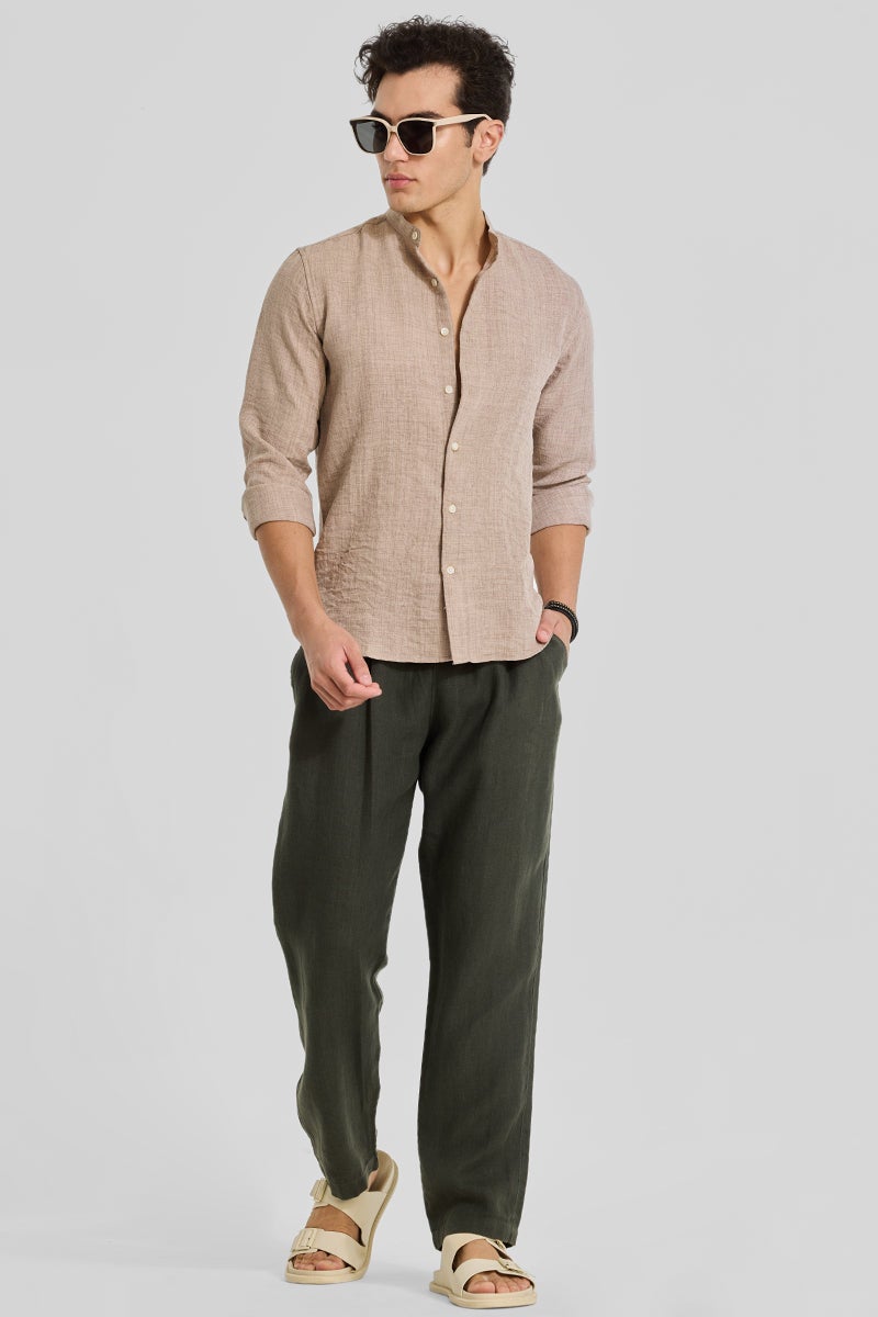 SNITCH Beige Mandarin Textured Shirt - Image 4