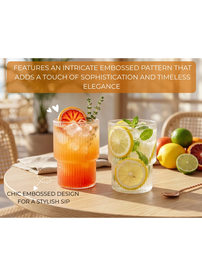 Fissman كوب زجاجي مزدوج 370 مل، كوب بوروسيليكات، آمن في غسالة الصحون والميكروويف، كوب شفاف مزخرف عتيق للعصير والمشروبات - Image 4