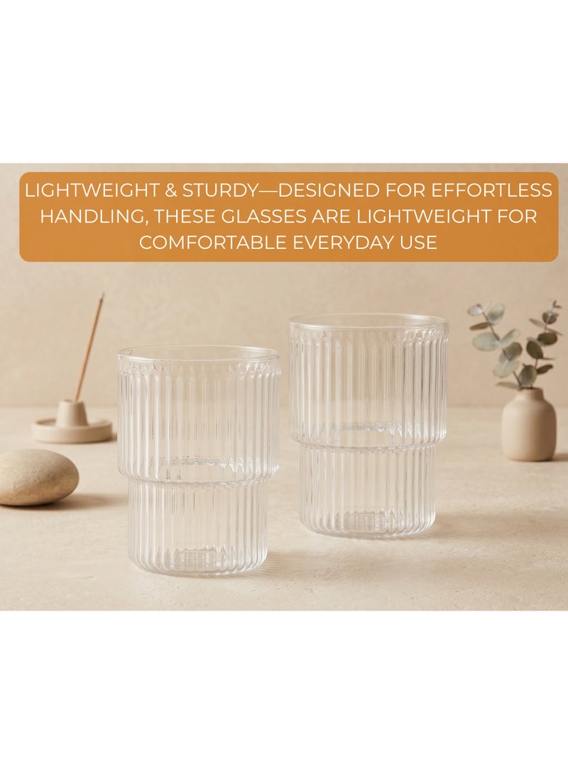 Fissman كوب زجاجي مزدوج 370 مل، كوب بوروسيليكات، آمن في غسالة الصحون والميكروويف، كوب شفاف مزخرف عتيق للعصير والمشروبات - Image 5