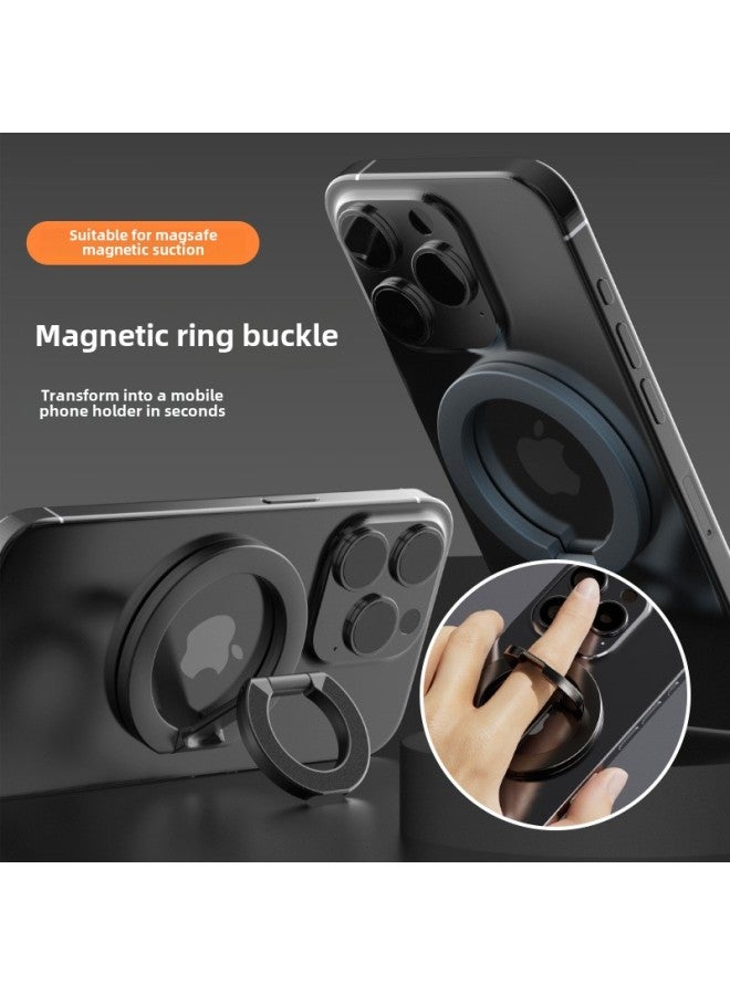 Magsafe Double-sided Magnetic Mobile Phone Ring Bracket Metal Folding Desktop Bracket Portable Ring Buckle-Color:Black  - Image 2