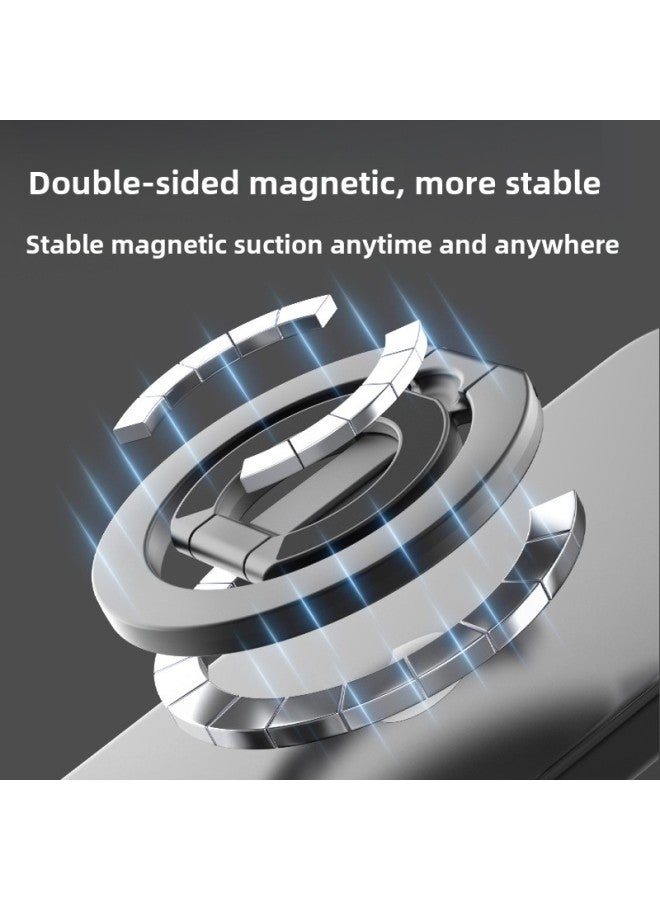 Magsafe Double-sided Magnetic Mobile Phone Ring Bracket Metal Folding Desktop Bracket Portable Ring Buckle-Color:Black  - Image 3