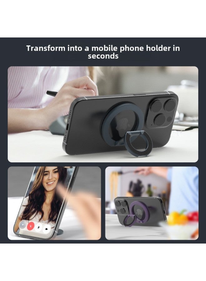 Magsafe Double-sided Magnetic Mobile Phone Ring Bracket Metal Folding Desktop Bracket Portable Ring Buckle-Color:Black  - Image 5