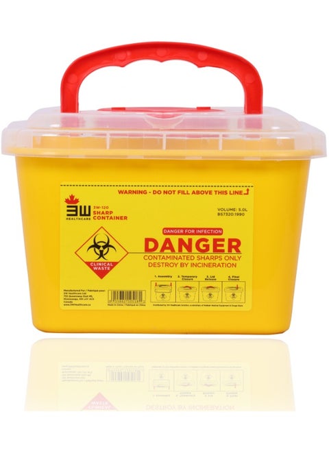3W Sharp Container 5L, Sharp Needle Disposal Containers, Biohazard Container Sharp Box, Sharp Container Needle Disposal Box