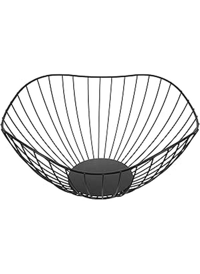 Black Metal Tall Fruit Bowl For Kitchen Countertop Modern Wire Basket Dining Table Snack Organization - Image 1