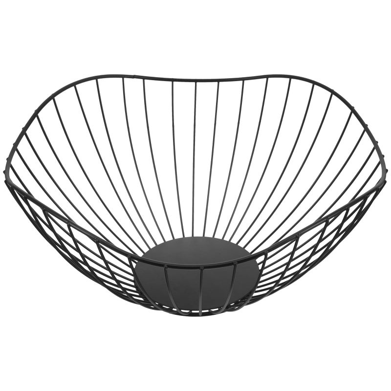 Black Metal Tall Fruit Bowl For Kitchen Countertop Modern Wire Basket Dining Table Snack Organization - Image 2