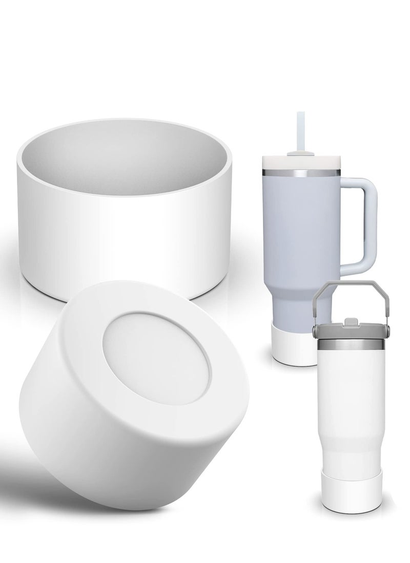 Generic 2pcs 7.5cm Silicone Boot Bottom Sleeve Cover for Stanley 40oz Tumbler Quencher Adventure and Ice Flow Flip 30 oz 20 oz Water Bottle (White)  - Image 1