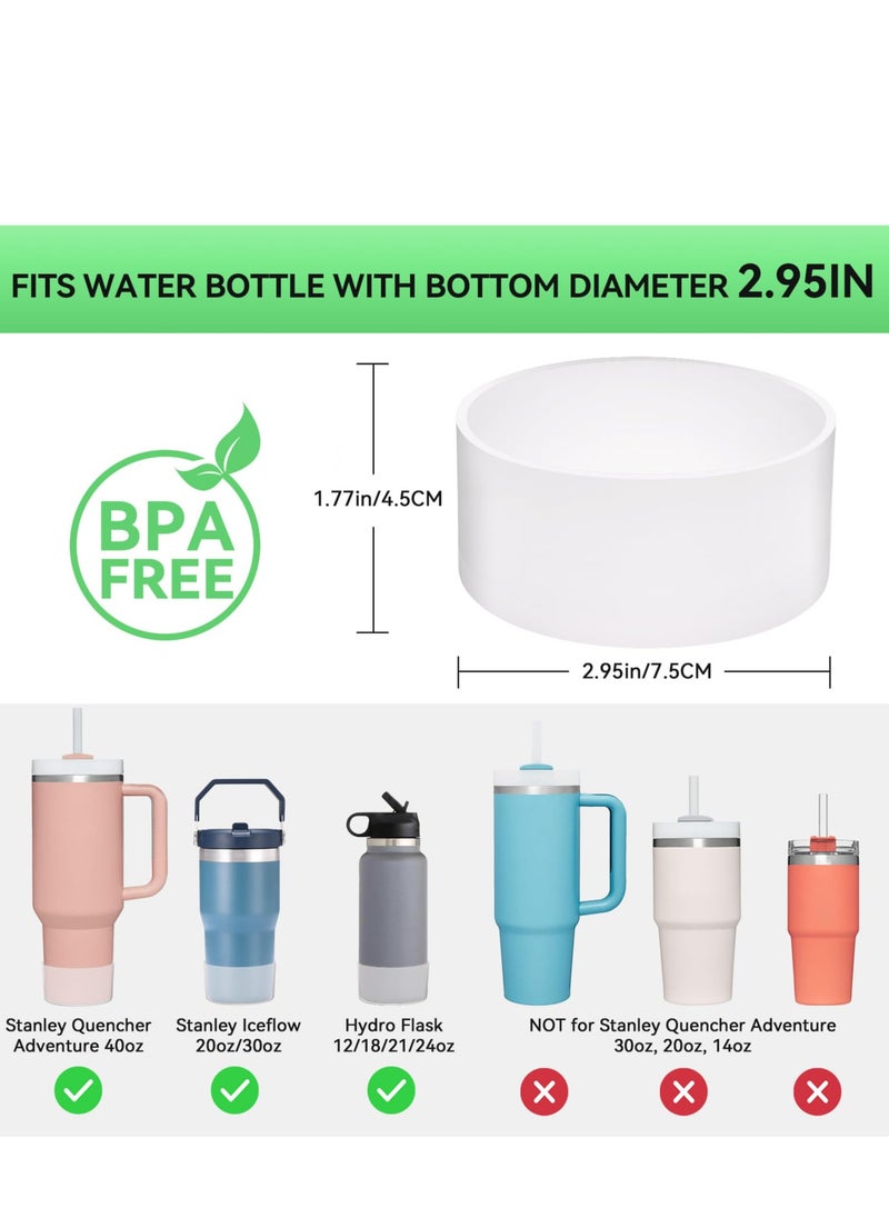 Generic 2pcs 7.5cm Silicone Boot Bottom Sleeve Cover for Stanley 40oz Tumbler Quencher Adventure and Ice Flow Flip 30 oz 20 oz Water Bottle (White)  - Image 2