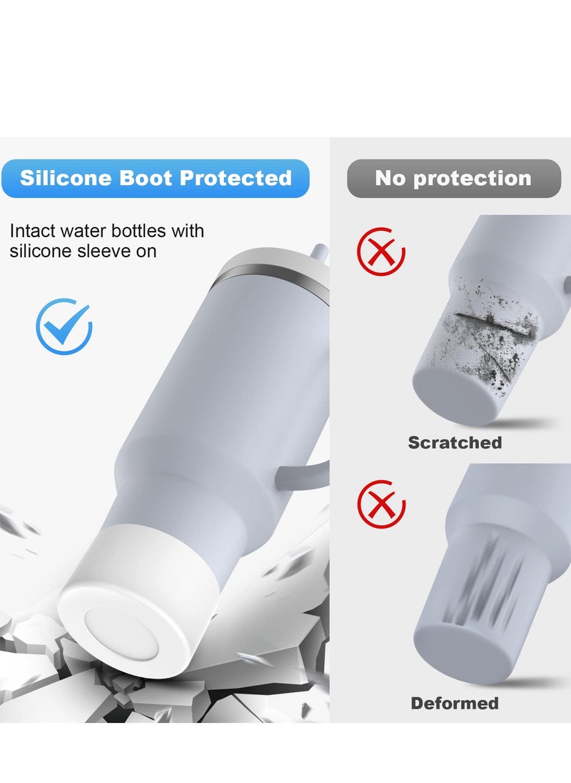 Generic 2pcs 7.5cm Silicone Boot Bottom Sleeve Cover for Stanley 40oz Tumbler Quencher Adventure and Ice Flow Flip 30 oz 20 oz Water Bottle (White)  - Image 4