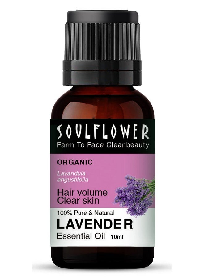 Soulflower Lavender Essential Oil For Healthy Hair & Growth, Skin, Hair Fall Control And Relaxing Sleep| Lavandula Angustifolia | Ecocert Certified Organic 100% Pure, Natural, Undiluted | 10Ml  - Image 1