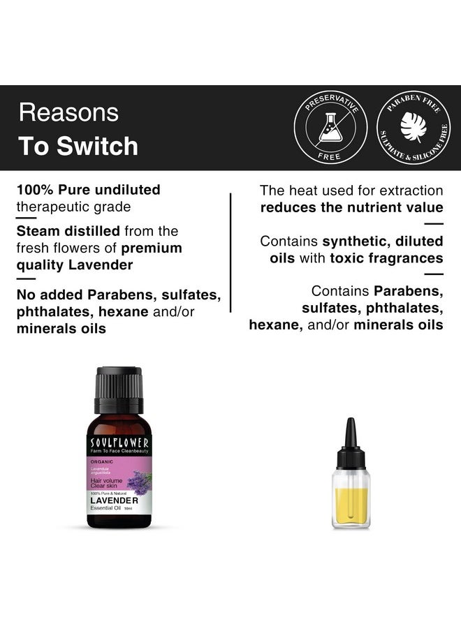 Soulflower Lavender Essential Oil For Healthy Hair & Growth, Skin, Hair Fall Control And Relaxing Sleep| Lavandula Angustifolia | Ecocert Certified Organic 100% Pure, Natural, Undiluted | 10Ml  - Image 2