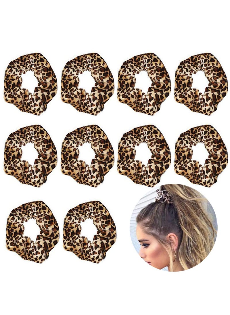 DonLeeving - Luckycivia 10 Pcs Leopard Print Scrunchies Hair Bands Stretch Scrunchy Hair Ties Hair Ropes Scrunchies Hair Accessories for Women Girls Style 1 - Image 1