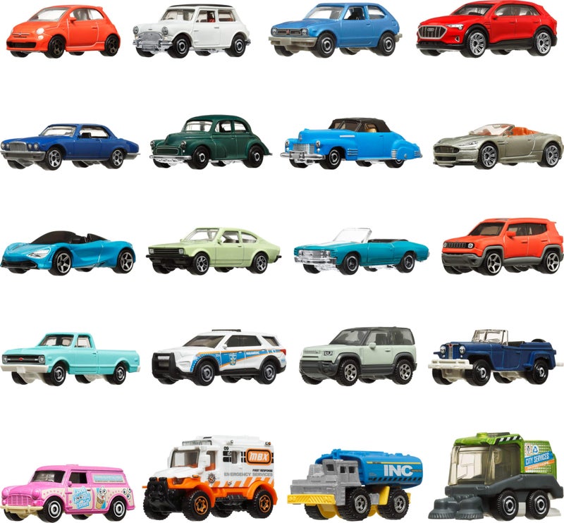 Matchbox Cars, 1:64 Scale Toy Cars, Buses and Trucks for Kids and Collectors, Set of 20, Styles May Vary - Image 2