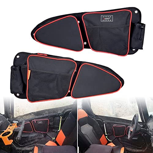 Goldfire RZR Door Bags Tool Organizers Upgraded Zipper Storage Bag withRemovable Knee Pad Accessories for 2014-2023 Polaris RZR XP 1000/4, Turbo, Turbo S, 900XC, S900, S1000 (Red Piping) - Image 1