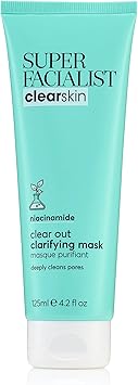 Super Facialist Clear Out Clarifying Mask Acne Treatment Blackhead Remover Face Mask with 1 Niacinamide Tea Tree Oil Prebiotics Vegan Friendly 125ml - Image 1