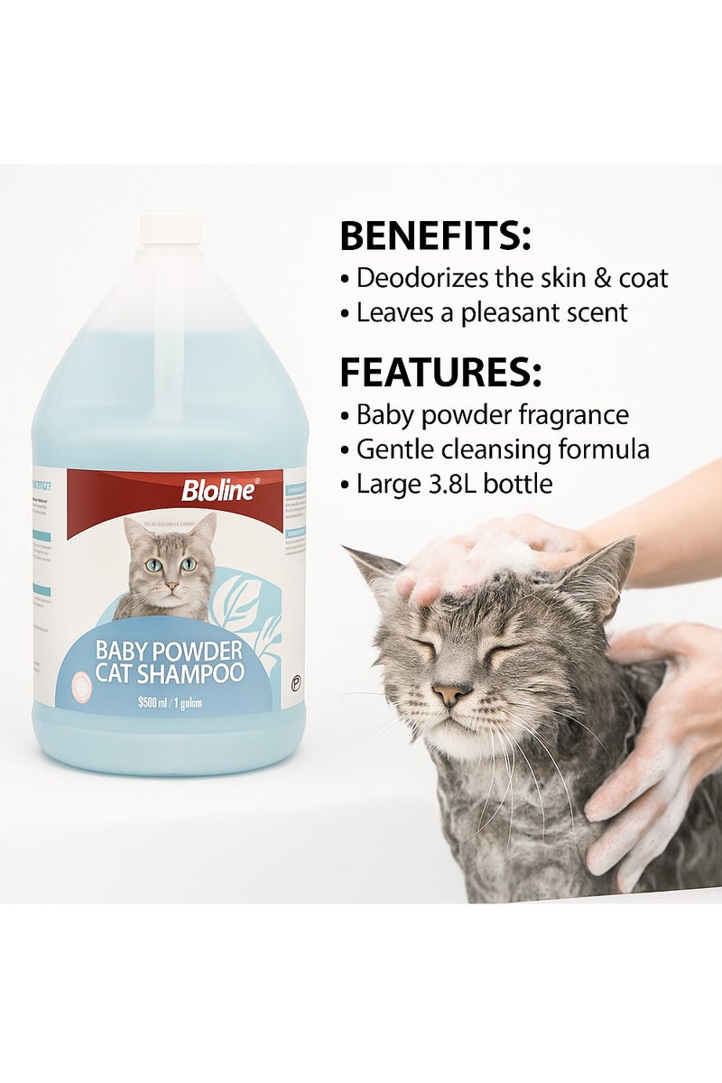 بايولاين شامبو بيولاين للقطط 3.8 لتر - برائحة بودرة الأطفال، تركيبة لطيفة للقطط - Image 2
