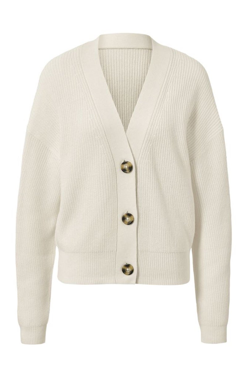 Tchibo Women V-Neck Long Sleeve Knitted Cardigan, Off White - Image 2