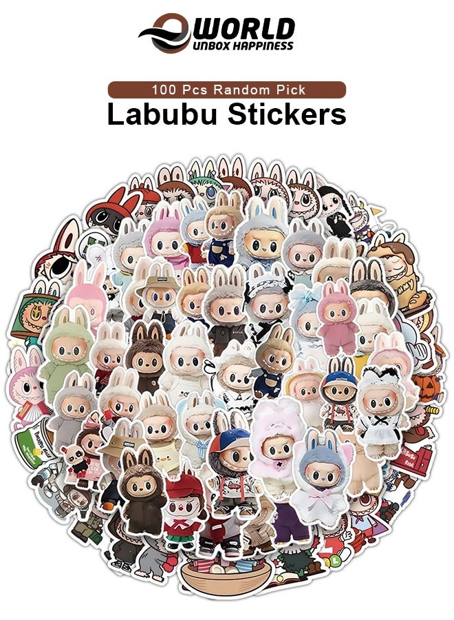 Eworld 100 Pcs Labubu Cartoon Stickers, Waterproof Vinyl Decals for Laptop, Water Bottle, Skateboard, Phone, Guitar, Travel Case, Bike, Cool Random Multicolor Stickers for Teens and Adults - Image 1