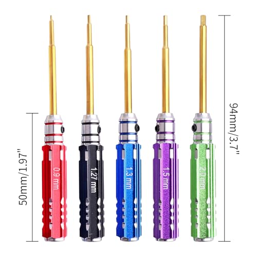 CrazyHobby 5Pcs Mini 0.9mm 1.27mm 1.3mm 1.5mm 2.0mm Hex Screw Driver Set Titanium Hexagon Screwdriver & 4-way Wrench Tool Kit for Axial SCX24 1/18 1/24 1/28 RC Crawler Truck - Image 2