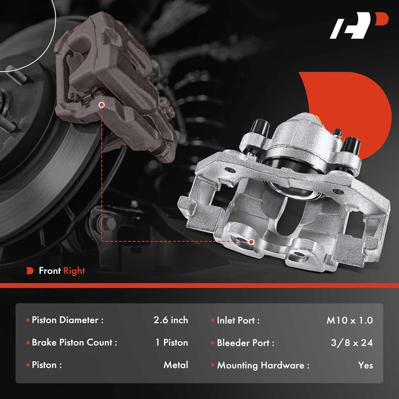A-Premium Disc Brake Caliper Assembly with Bracket for Ford Escape, Mazda Tribute, Mercury Mariner 2009-2010 - Front Right Passenger Side - Image 2