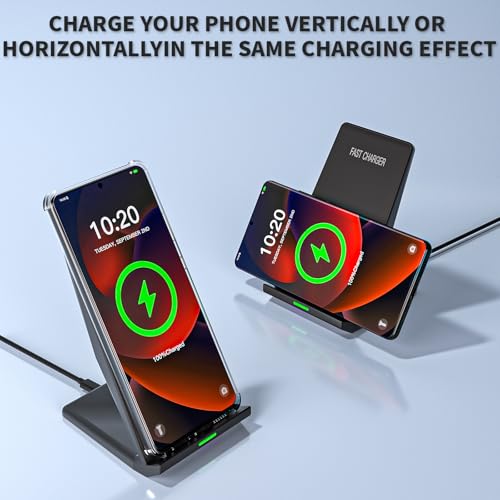 Rvelon Wireless Charger Station,15W Desk Wireless Charging Stand 20W USB C Adapter for Apple iPhone 17 Pro/17/17/Air/16 Pro/16E/16 Plus/15/14/13,Samsung Galaxy S25/S24/S23/S22/Z Flip Fold/Note 20,Google etc - Image 2