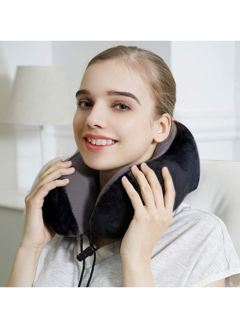 Maanys MAANYS Travel Pillow for Airplane Sleeping, Memory Foam Neck Pillow, Versatile Usage for Travel, Car, Office, Work from Home, Ideal Travel Kit with 3D Eye Mask, Earplugs & Portable Luxury Bag(Black)  - Image 2
