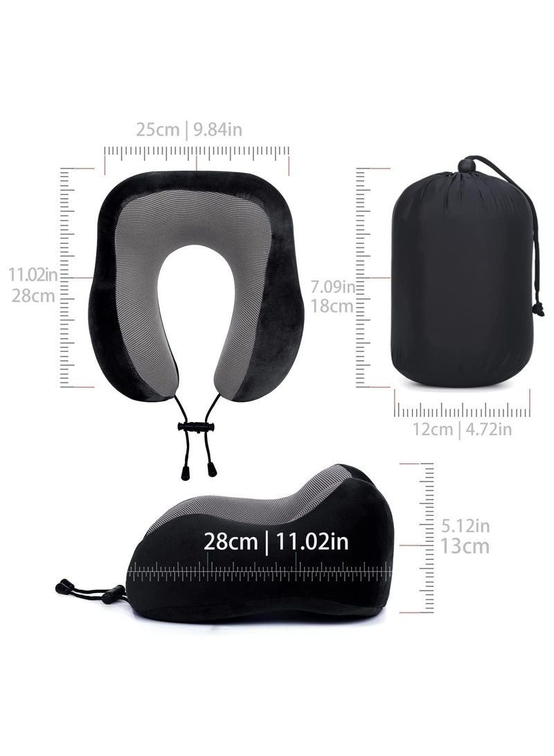 Maanys MAANYS Travel Pillow for Airplane Sleeping, Memory Foam Neck Pillow, Versatile Usage for Travel, Car, Office, Work from Home, Ideal Travel Kit with 3D Eye Mask, Earplugs & Portable Luxury Bag(Black)  - Image 3