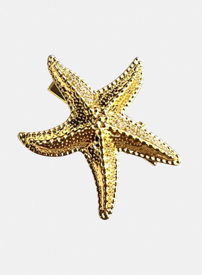 Trio Earrings Golden Star Fish Hair Claw Clip - Image 1