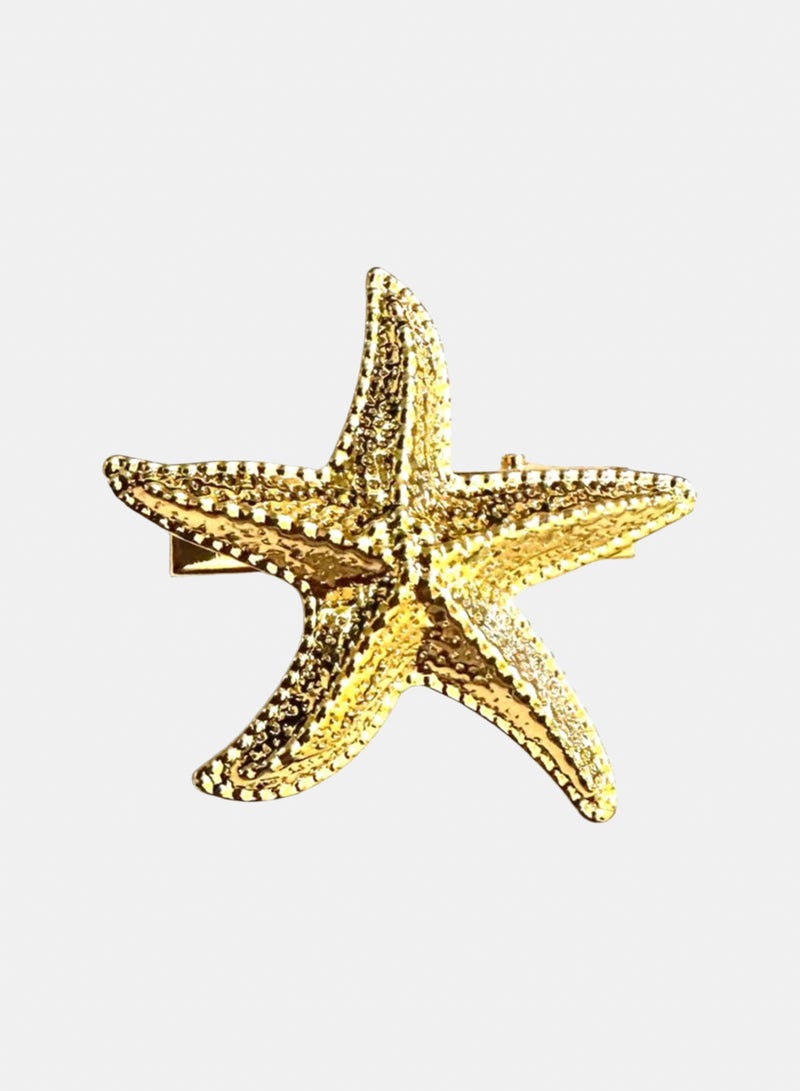Trio Earrings Golden Star Fish Hair Claw Clip - Image 3