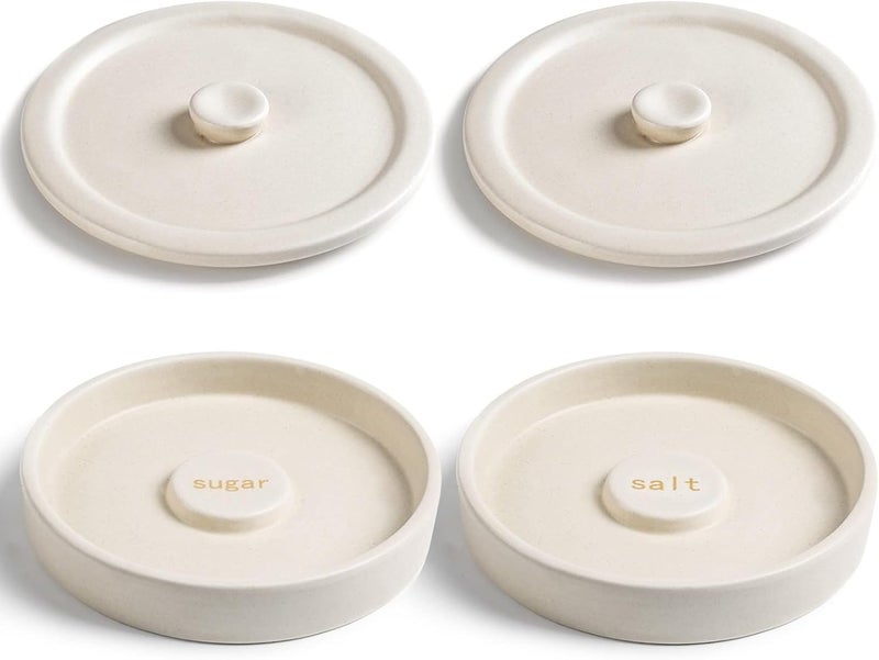 cosnou Ceramic Margarita Salt Rimmer with Lid Set of 2 Home Bar Accessories for Seasoning - Rimmers for Drinks - Bartender Kit Tools - Bar Decor ，Sugar Salt Rimmer Plate （Hand Make） - Image 1