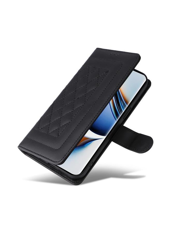 اس-توب جراب هاتف Realme 11 Pro+ من الجلد بتصميم شبكي ماسي قابل للطي - Image 5