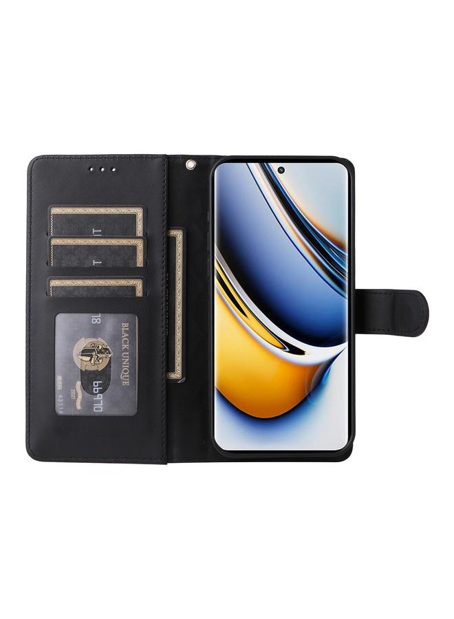 اس-توب جراب هاتف Realme 11 Pro+ من الجلد بتصميم شبكي ماسي قابل للطي - Image 4