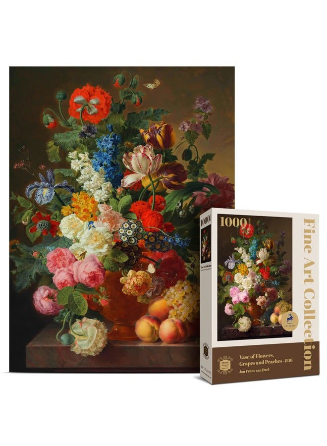Antelope - 1000 Piece Puzzles for Adults - Vase Flower Grapes Peaches Jigsaw Puzzle 1000 Pieces, Jan Frans Van Dael Officially Licensed, High Resolution, No Dust Classic Artistic Puzzle - Image 1