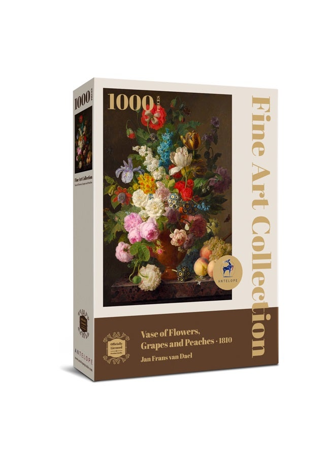 Antelope - 1000 Piece Puzzles for Adults - Vase Flower Grapes Peaches Jigsaw Puzzle 1000 Pieces, Jan Frans Van Dael Officially Licensed, High Resolution, No Dust Classic Artistic Puzzle - Image 2