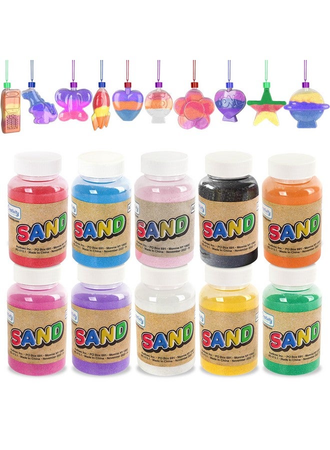 ArtCreativity Colored Sand Art Kits for Kids 40-Pack, Play Sand Set, 10 Assorted Colors, 8 oz. Each, 24 Sand Art Bottle Necklaces, and 6 Funnels Bulk Sand Art Project, Kids Party Crafts for Boys Girls - Image 1
