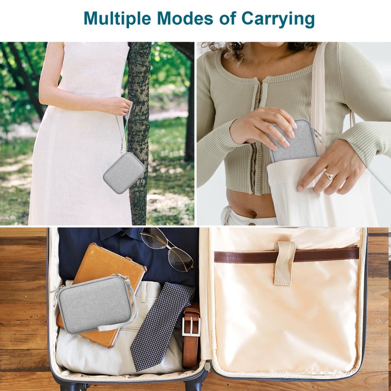 Canboc Hard Case for Fujifilm Instax Mini Link 2/ Fujifilm Instax Mini Link 3/ Instax Mini Link Smartphone Printer, Mesh pocket fit Instax Mini Instant Film and Cable, Ash White - Image 3