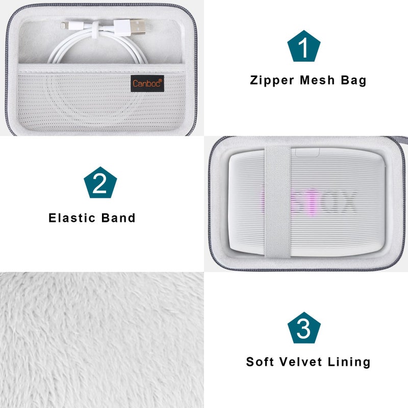 Canboc Hard Case for Fujifilm Instax Mini Link 2/ Fujifilm Instax Mini Link 3/ Instax Mini Link Smartphone Printer, Mesh pocket fit Instax Mini Instant Film and Cable, Ash White - Image 5