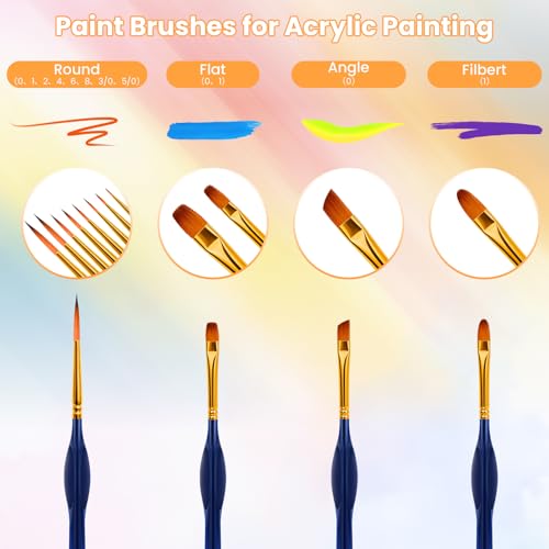 Hnncugty Miniature Paint Brushes Set 12pcs, Paint Brushes for Acrylic Painting, Art Supplies for Oil, Watercolor Detailing Models Rock Body Face Nail Drawing Artist Gifts, Triangular Handles Blue - Image 2