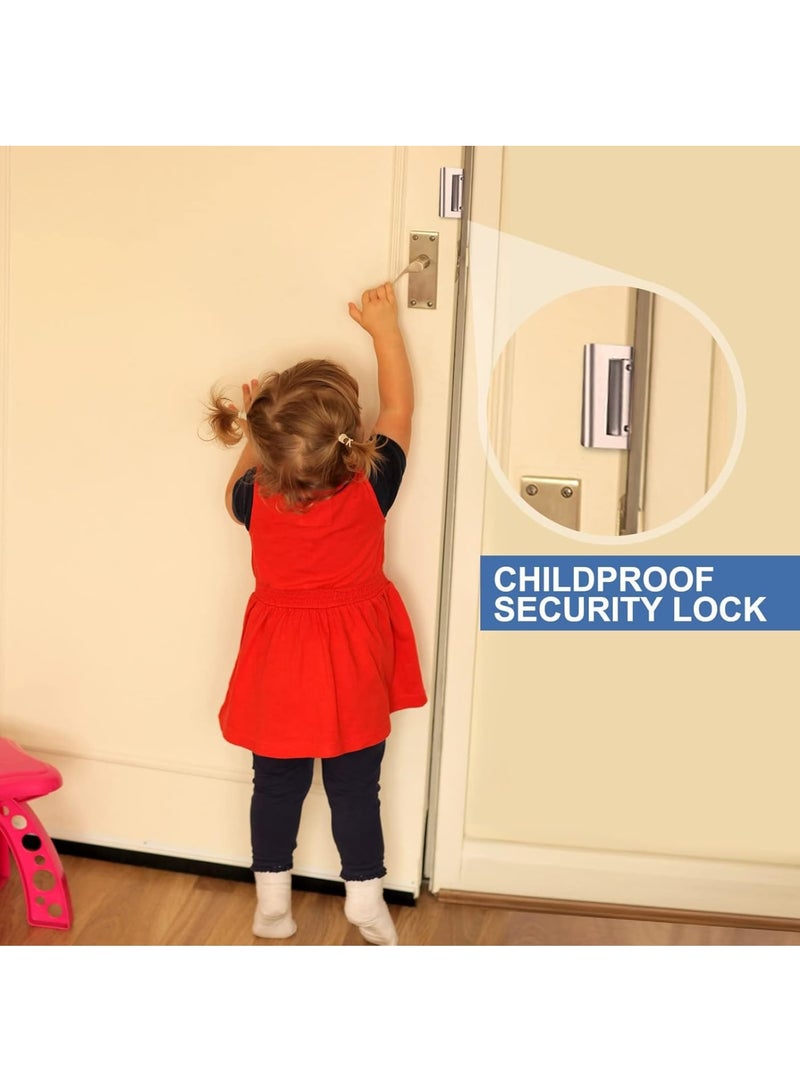 Zikra Home Security Door Lock Reinforcement, 2 Pack Door Locks for Kids Safety, Door Lock with 16 Pcs Screws, Child Proof Door Locks for Doors Inside Upgrade Lock to Defend Your Home, Silver - Image 4