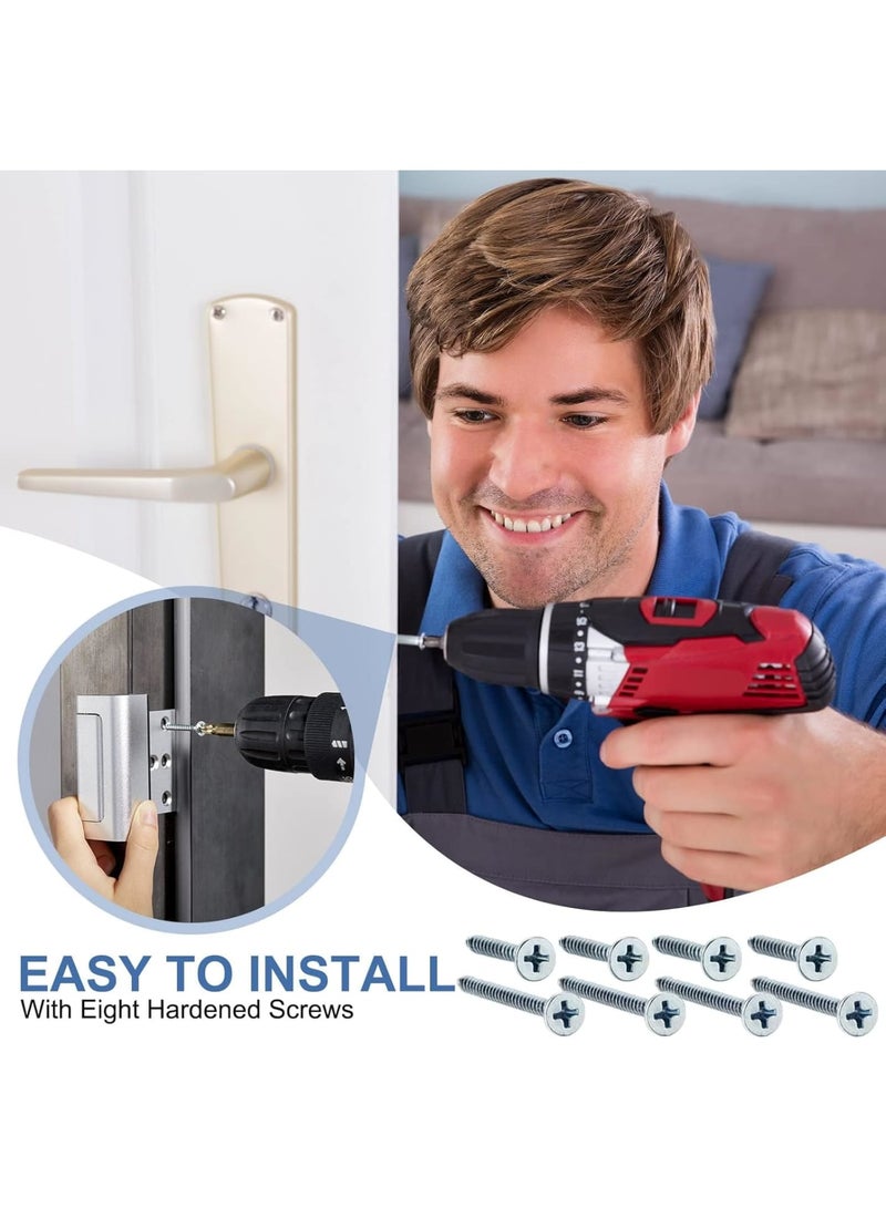 Zikra Home Security Door Lock Reinforcement, 2 Pack Door Locks for Kids Safety, Door Lock with 16 Pcs Screws, Child Proof Door Locks for Doors Inside Upgrade Lock to Defend Your Home, Silver - Image 2