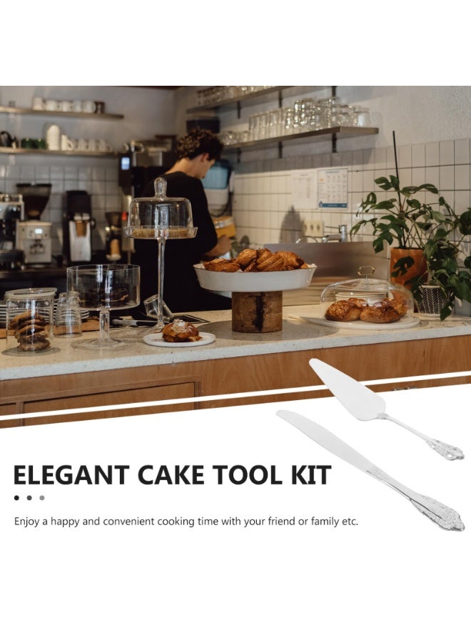 YelaJoy Cake Serving Set Wedding Cake Knife and Server Set with Forks Cake Cutting Utensils Stainless Steel Cake Cutter Serrated Cake Knife Professional Dessert Server for Cake Cheese Pie Pizza (Set of 4) - Image 5