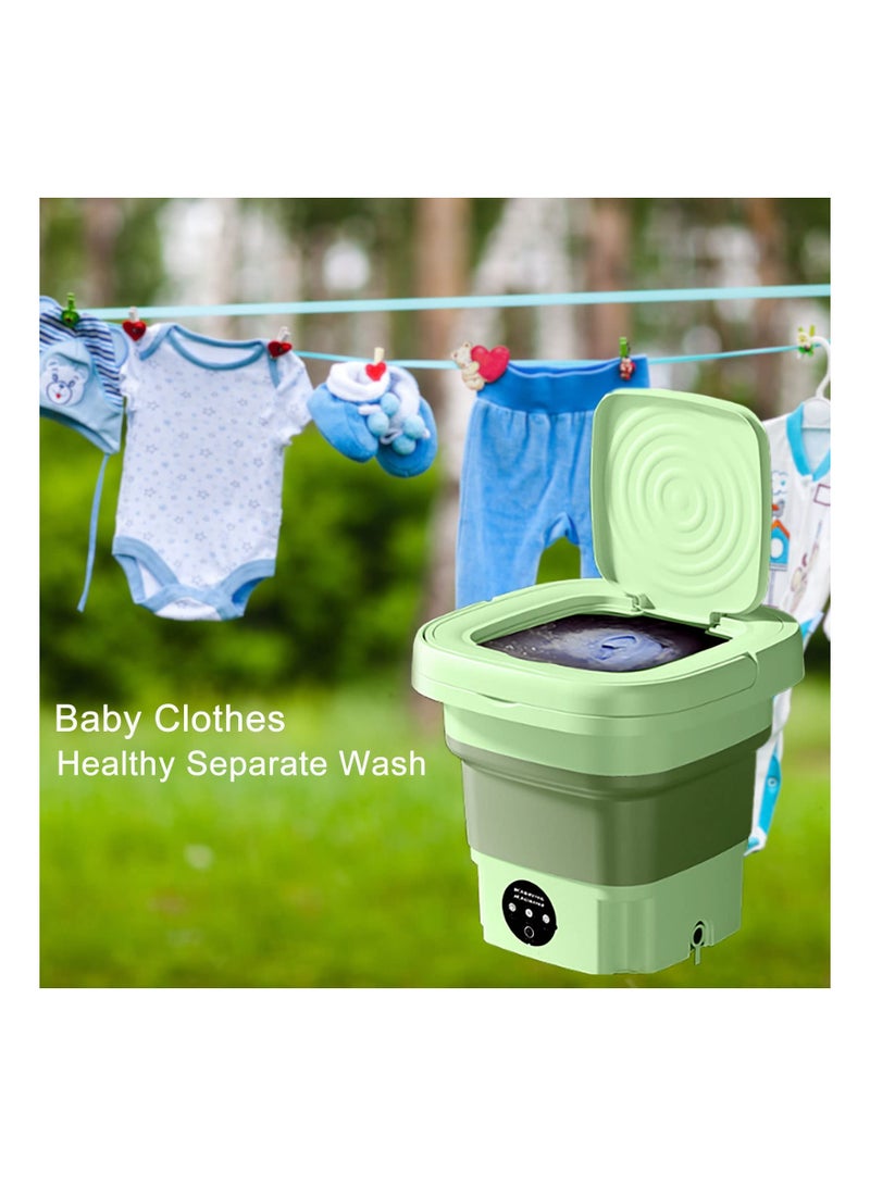 SYOSI Portable Mini Washing Machine, 8L Large Capacity Suitable for Washing Baby Clothes, Underwear, Socks, Portable Washer Machine for Apartments, Dormitories, RV and More Green - Image 2