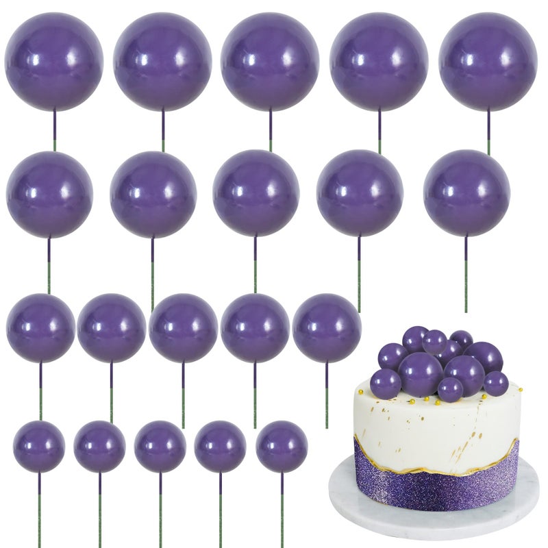 BEISHIDA 20 PCS Purple Mini Ball Cake Toppers Foam Cake Balls Decoration Supplies for Happy Birthday Anniversary Wedding Baby Shower Cake Decorations - Image 1