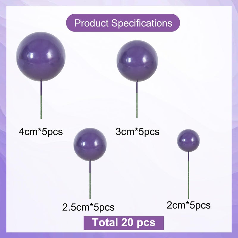 BEISHIDA 20 PCS Purple Mini Ball Cake Toppers Foam Cake Balls Decoration Supplies for Happy Birthday Anniversary Wedding Baby Shower Cake Decorations - Image 2