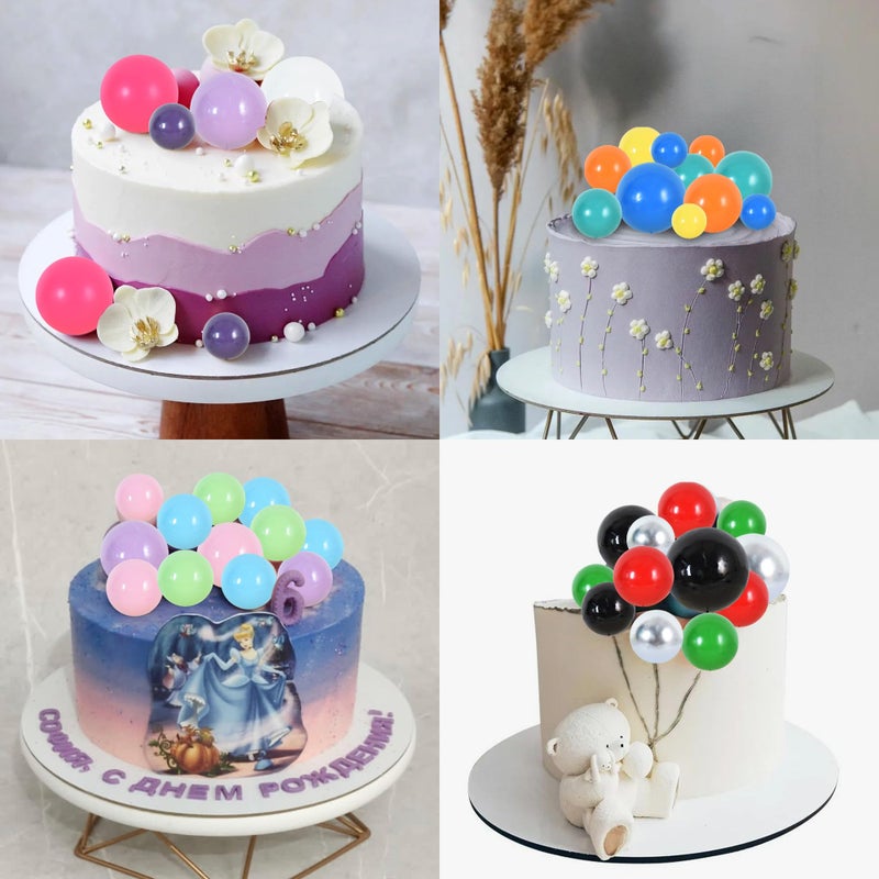 BEISHIDA 20 PCS Purple Mini Ball Cake Toppers Foam Cake Balls Decoration Supplies for Happy Birthday Anniversary Wedding Baby Shower Cake Decorations - Image 3