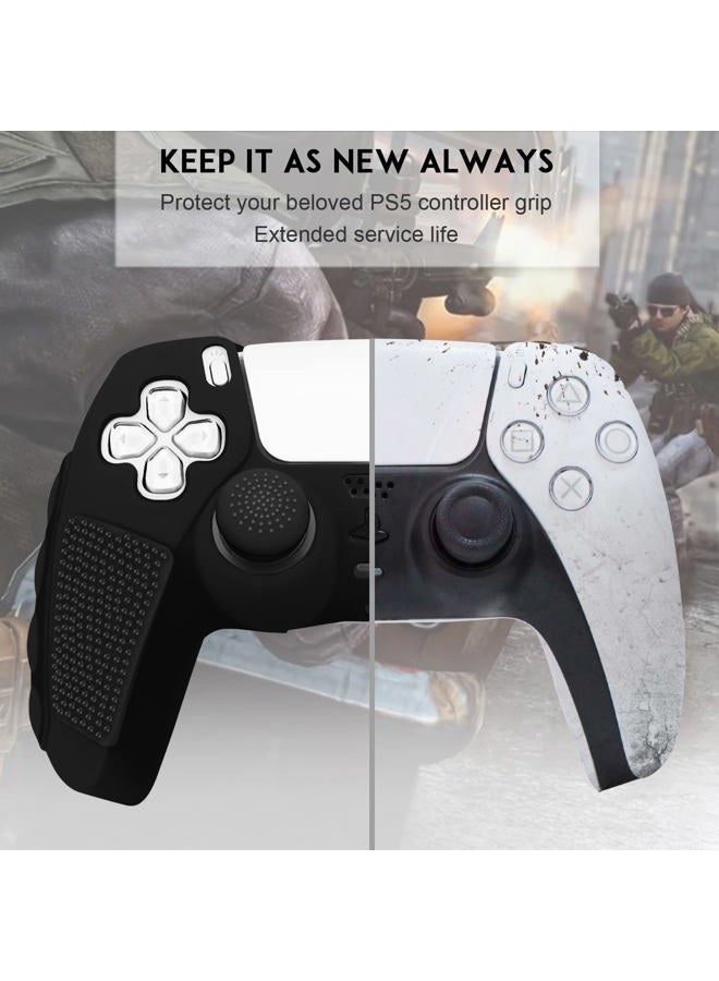 SIKEMAY Anti-Slip PS5 Controller Skin, Soft Thicken Non-Slip Studded Silicone Gel Grip Protective Cover Case for Playstation 5 Dualsense Controller Grip, 2 Pack with 8 x Thumb Grip Caps - Image 4