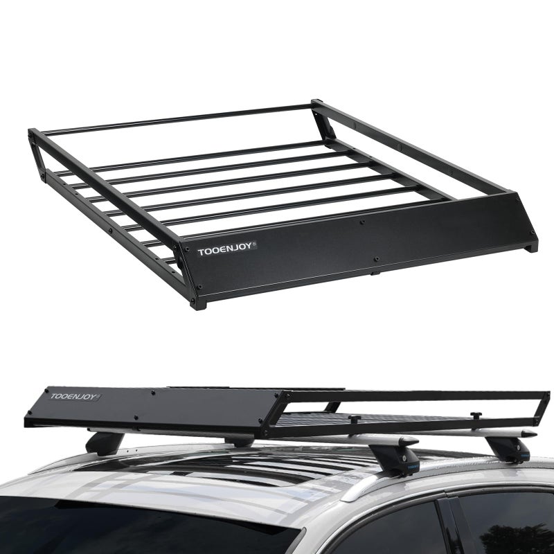 TOOENJOY 43 x 35 x 47 Inch Roof Cargo Basket Carrier Car Top Luggage Holder for Car SUV and Pickup 143 LBS Weight Capacity