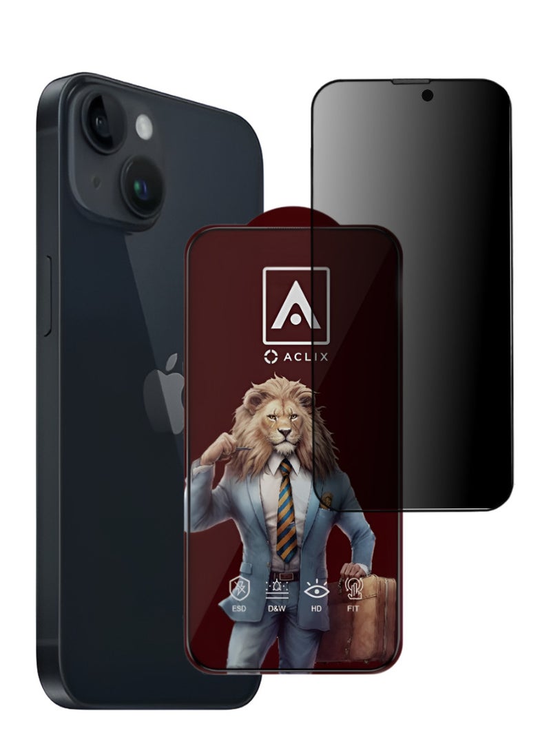 ACLIX Antistatic ESD Dust Proof Premium Quality High Definition Anti-Spy Privacy Tempered Glass Screen Protector Designed For  iPhone 14 - Image 1