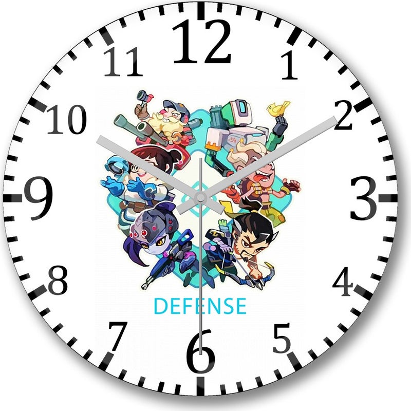 Print Shop Overwath Camiseta Defense Wall Clock Domed Real Glass