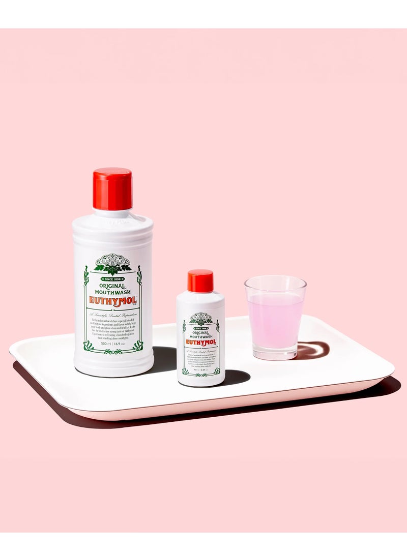 Euthymol Euthymol Mouthwash Original 500ml, Flouride Free Alcohol-Free, Distinctive Strong Taste Flavour, Reduce Plaque Gingival Clean Healty Teeth Gums, Freshens Breath Refreshing Daily Oral Dental Care  - Image 4