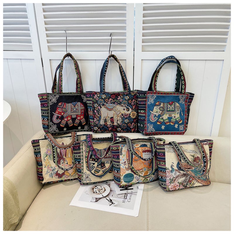 New Fashion Women'S Handbag Famous Ethnic Style Outgoing Handbag Large Capacity Mother Bag Lightweight Korean Style Small Cloth Bag - Image 3